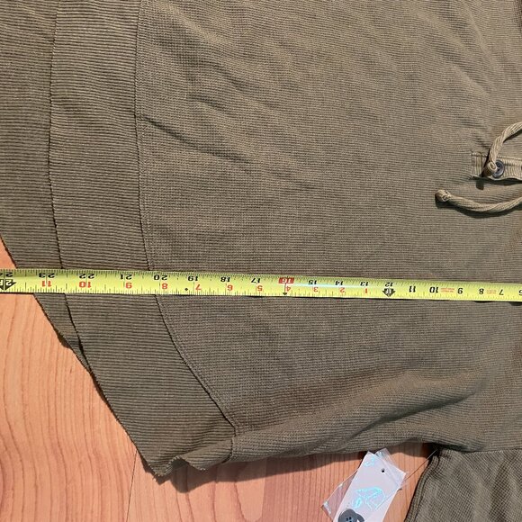SO Henley Hoodie Army Green Hi Low Thermal Cotton Waffle Shirt, Size Large - Picture 14 of 15